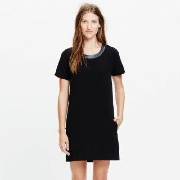Madewell Dresses & Skirts - Madewell Leather Trimmed Shift Dress
